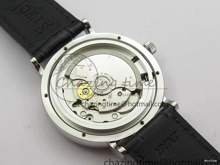 MIROTIME 0308 Vibrant Portofino IW459402 SS MKS 1:1 Best Edition White Dial on Black Leather Strap Miyota 7086